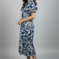 Abstract Print Shirt Dress -  Blue | Lyocell Denim