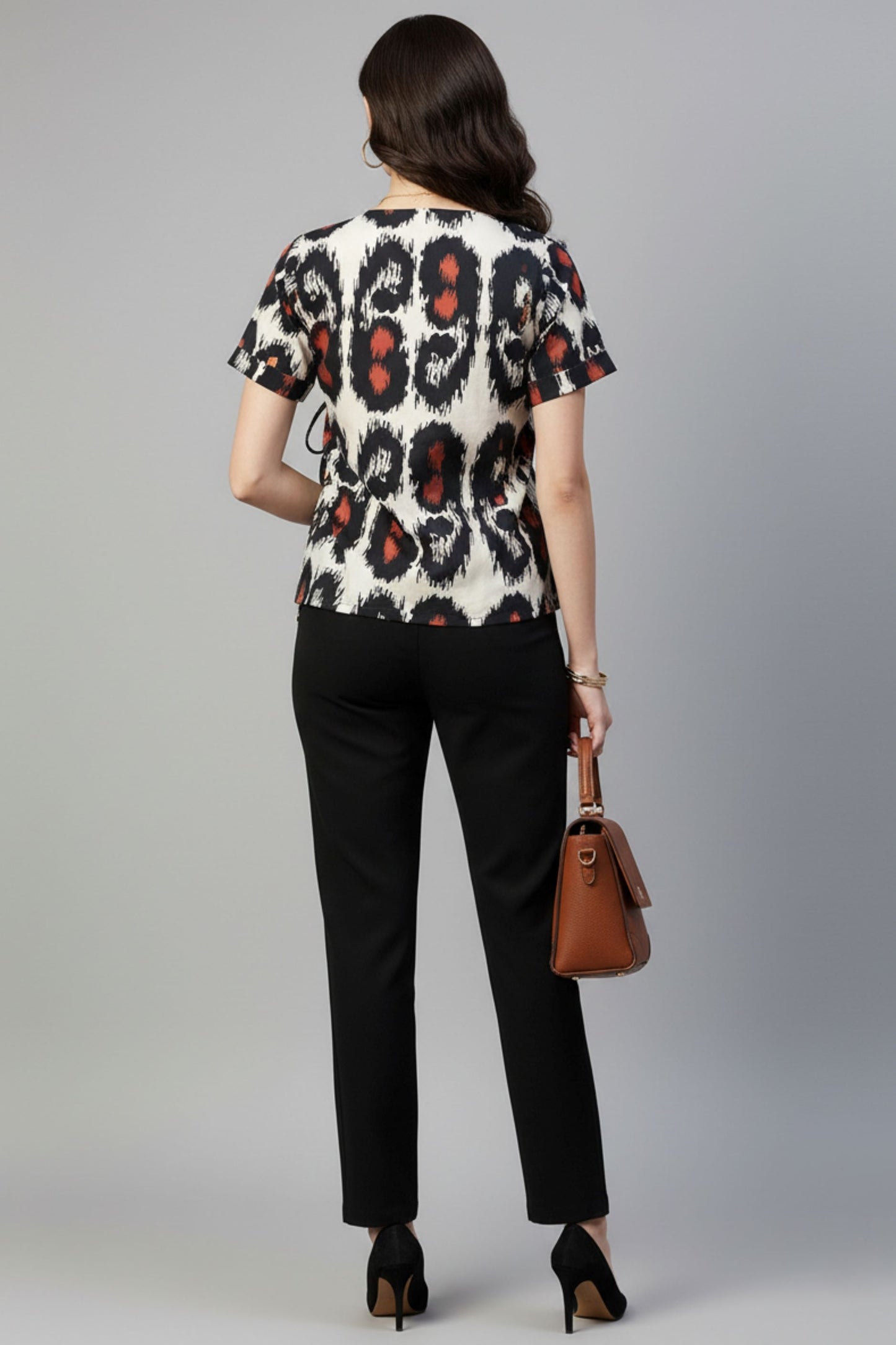 Black & White Ikat Side-Tie Top