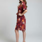 Floral Collared Tie-Up Dress – Cranberry | Viscose Blend