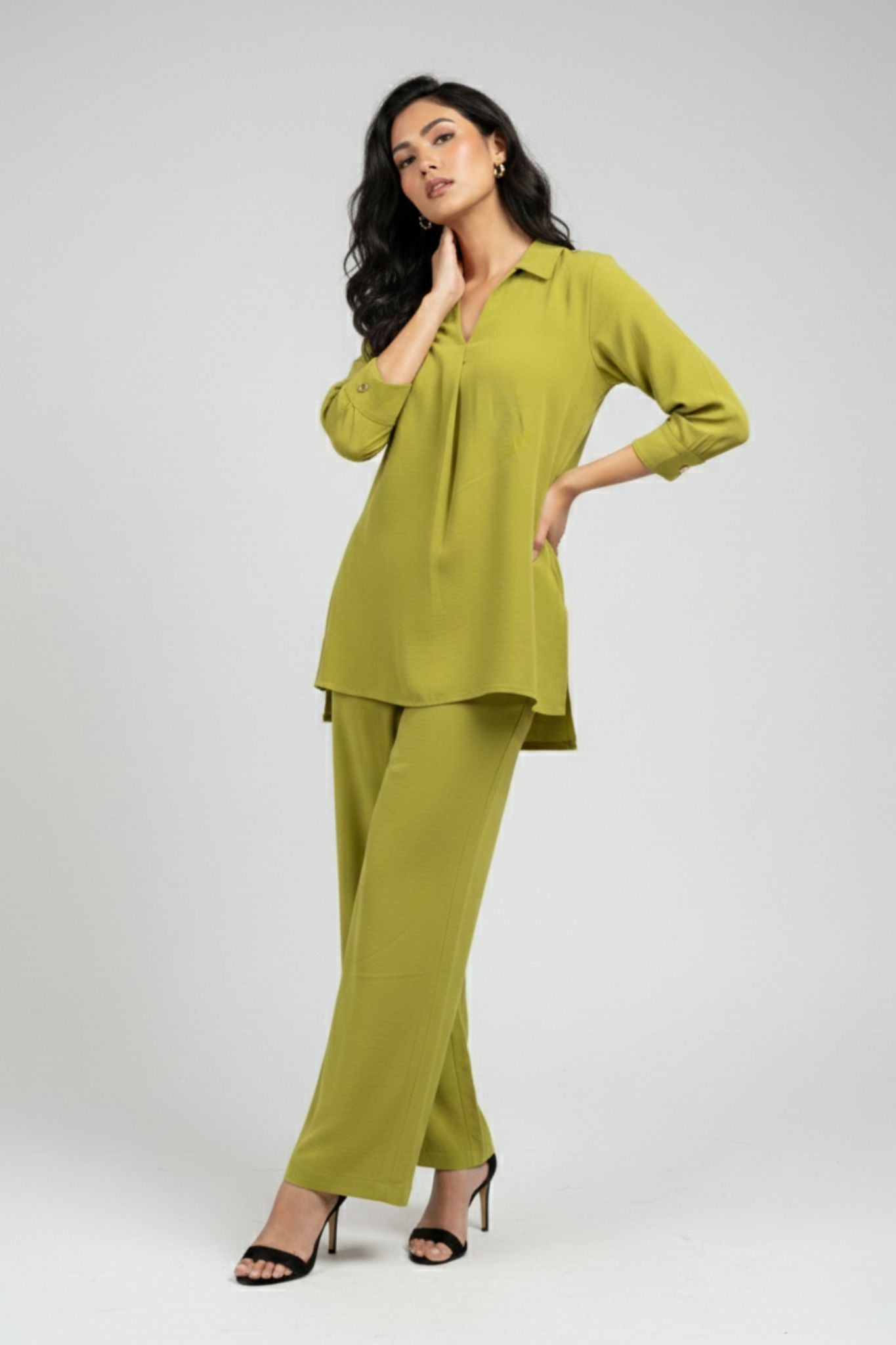 Everyday Ease Co-Ord Set - Green | Polyester