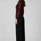 Maroon Velvet Burnout High-Neck Top