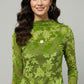 Lime Velvet Floral Burnout Top