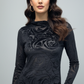 Black Velvet Burnout High-Neck Top