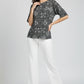 Geometric Printed Top – Black | Poly Blend