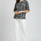 Geometric Printed Top – Black | Poly Blend