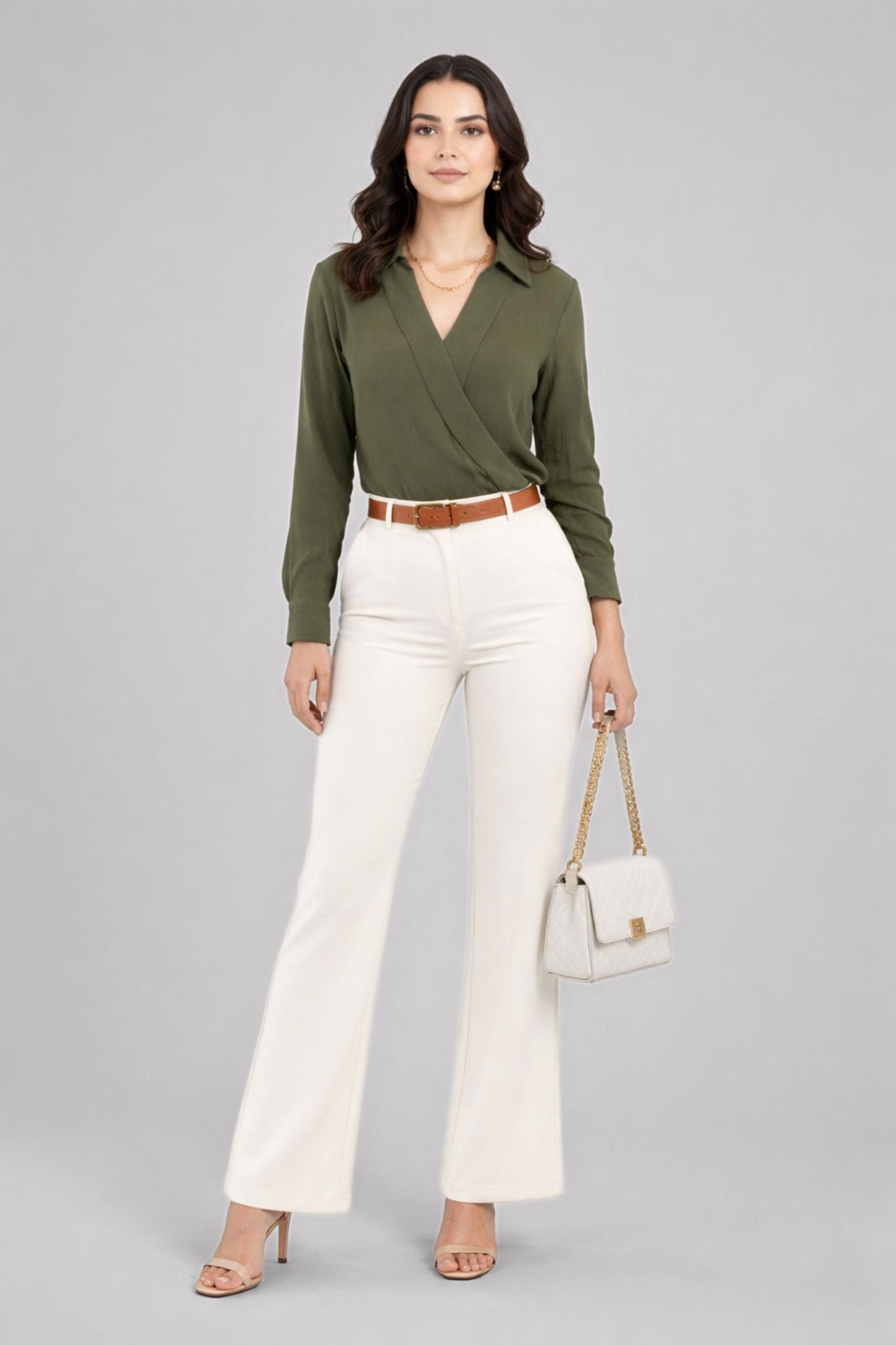 Modern Wrap Shirt - Olive | Viscose Blend