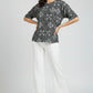 Geometric Printed Top – Black | Poly Blend