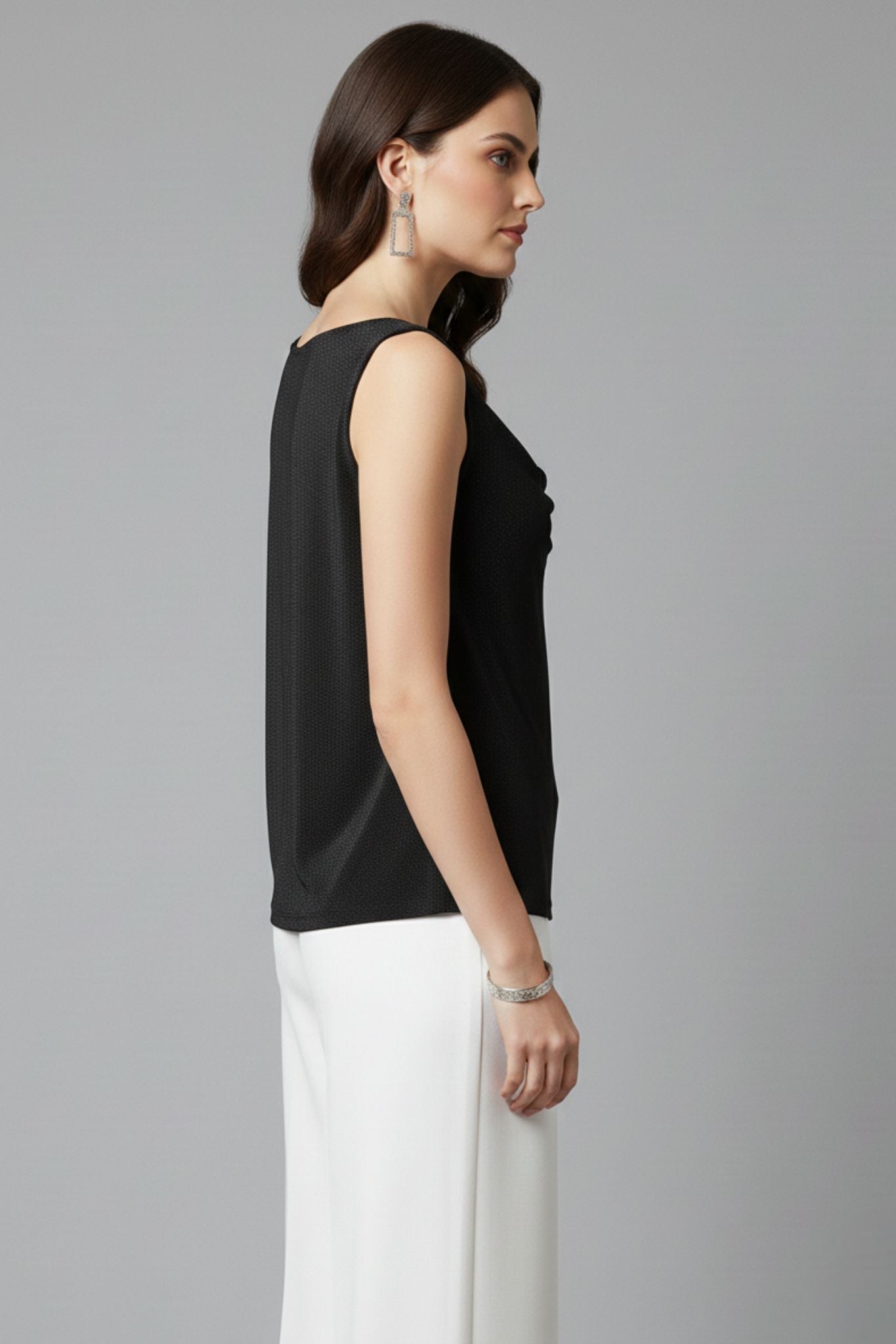 Classic Black Cowl Neck Lurex Top