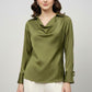 Soft Fall Cowl Top - Olive | Polyester