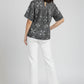 Geometric Printed Top – Black | Poly Blend