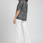 Geometric Printed Top – Black | Poly Blend