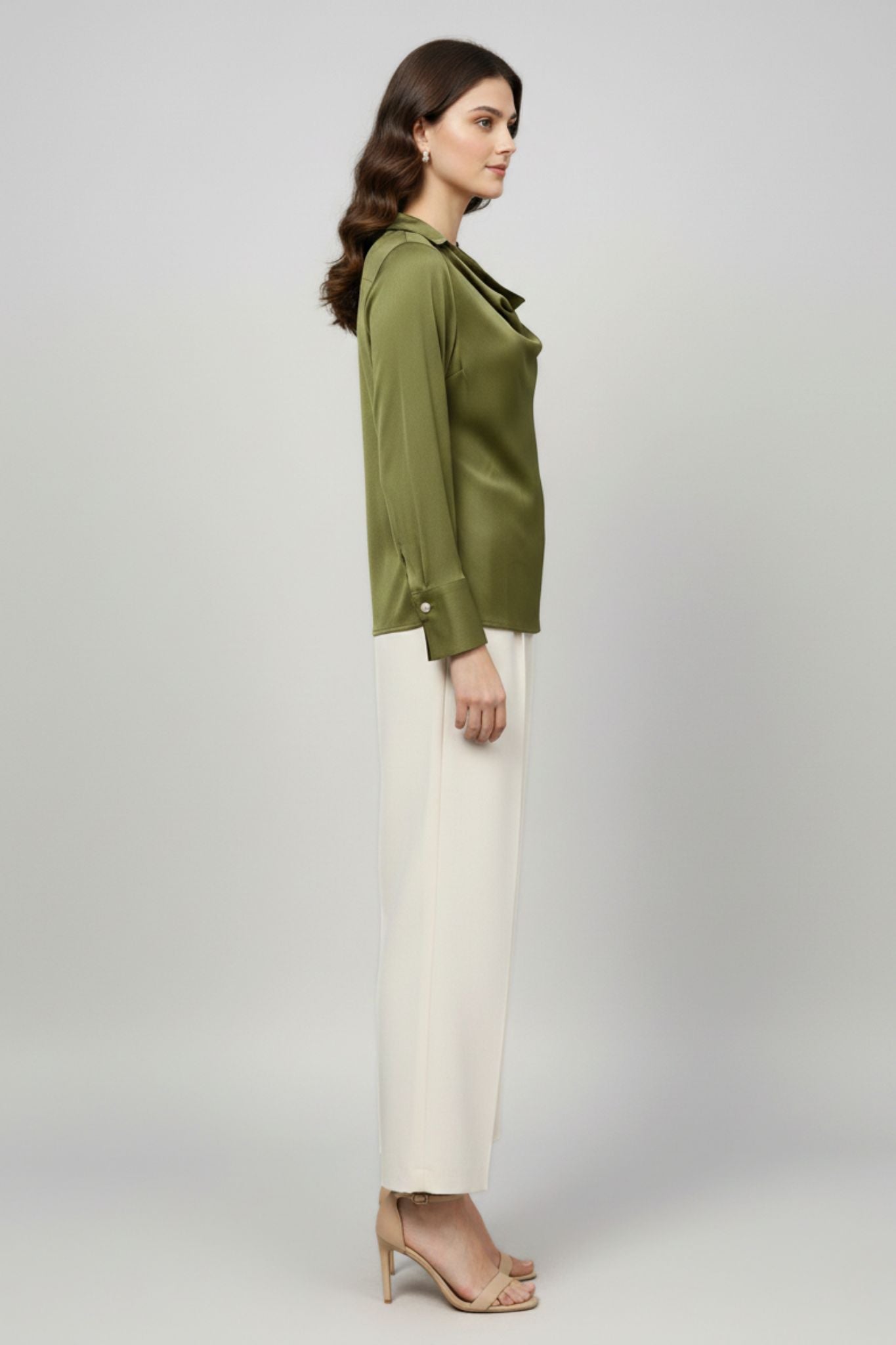 Soft Fall Cowl Top - Olive | Polyester