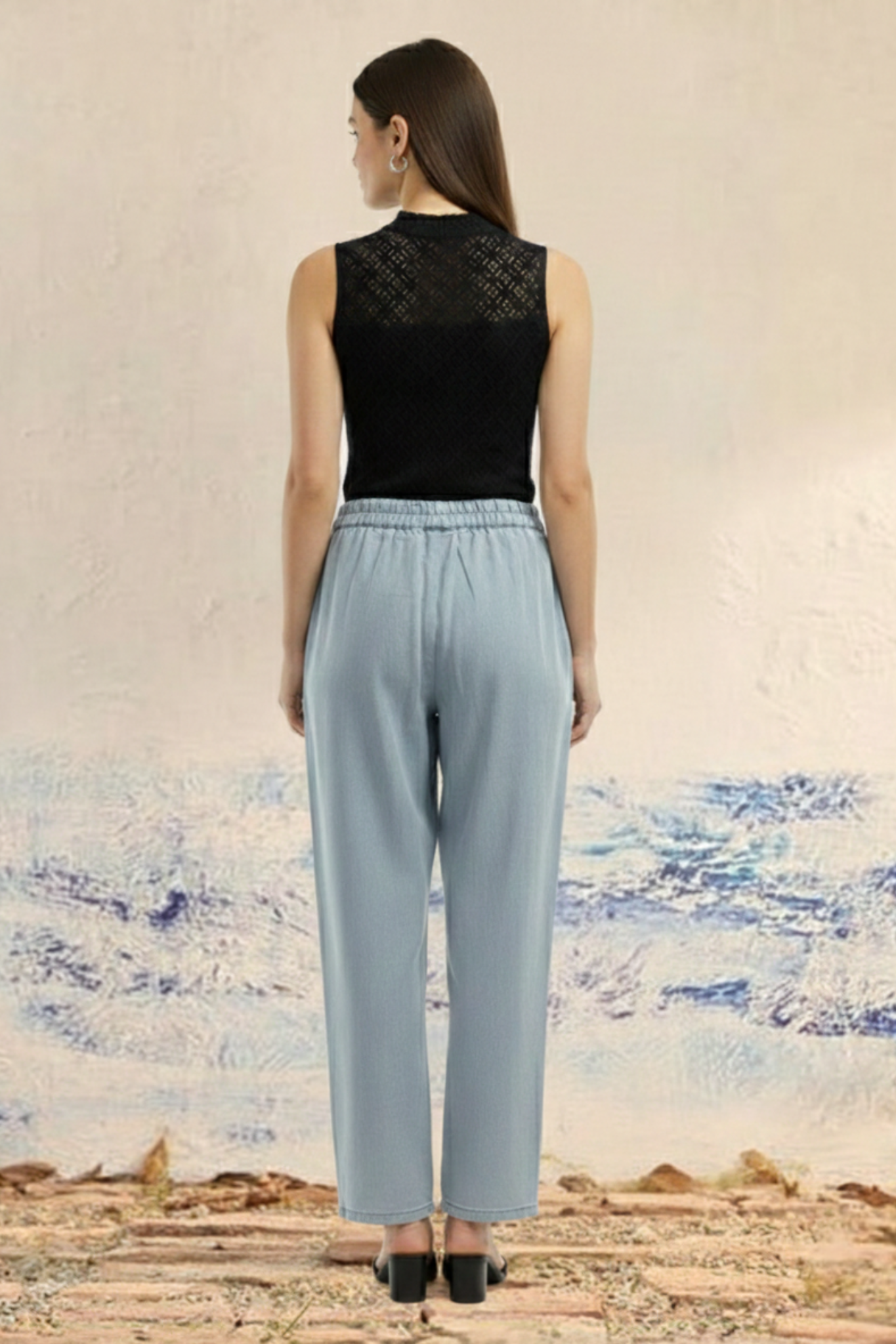 Soft Blue Lyocell Denim Trouser