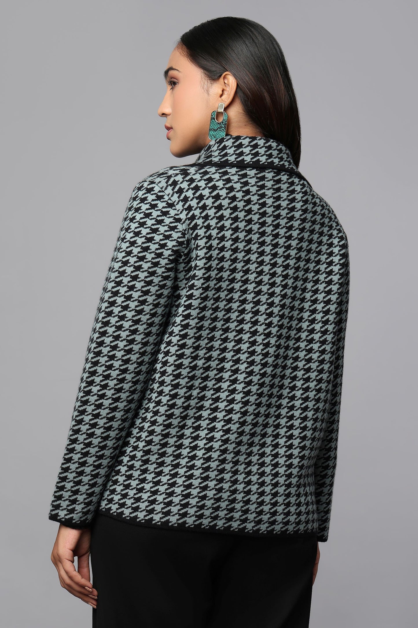 Houndstooth Heritage Green Knit Jacket