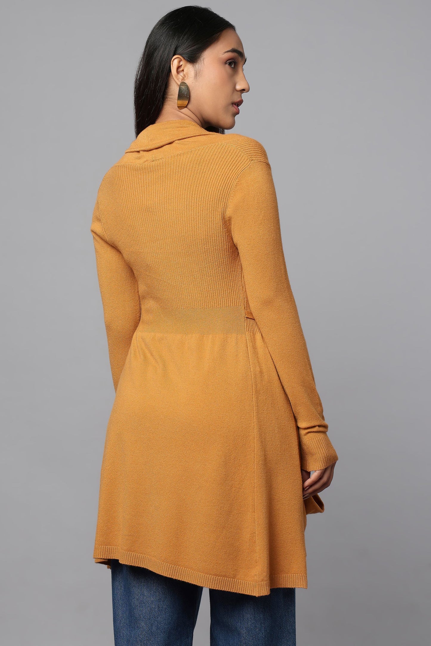 Versatile Belted Knitwear - Ocher
