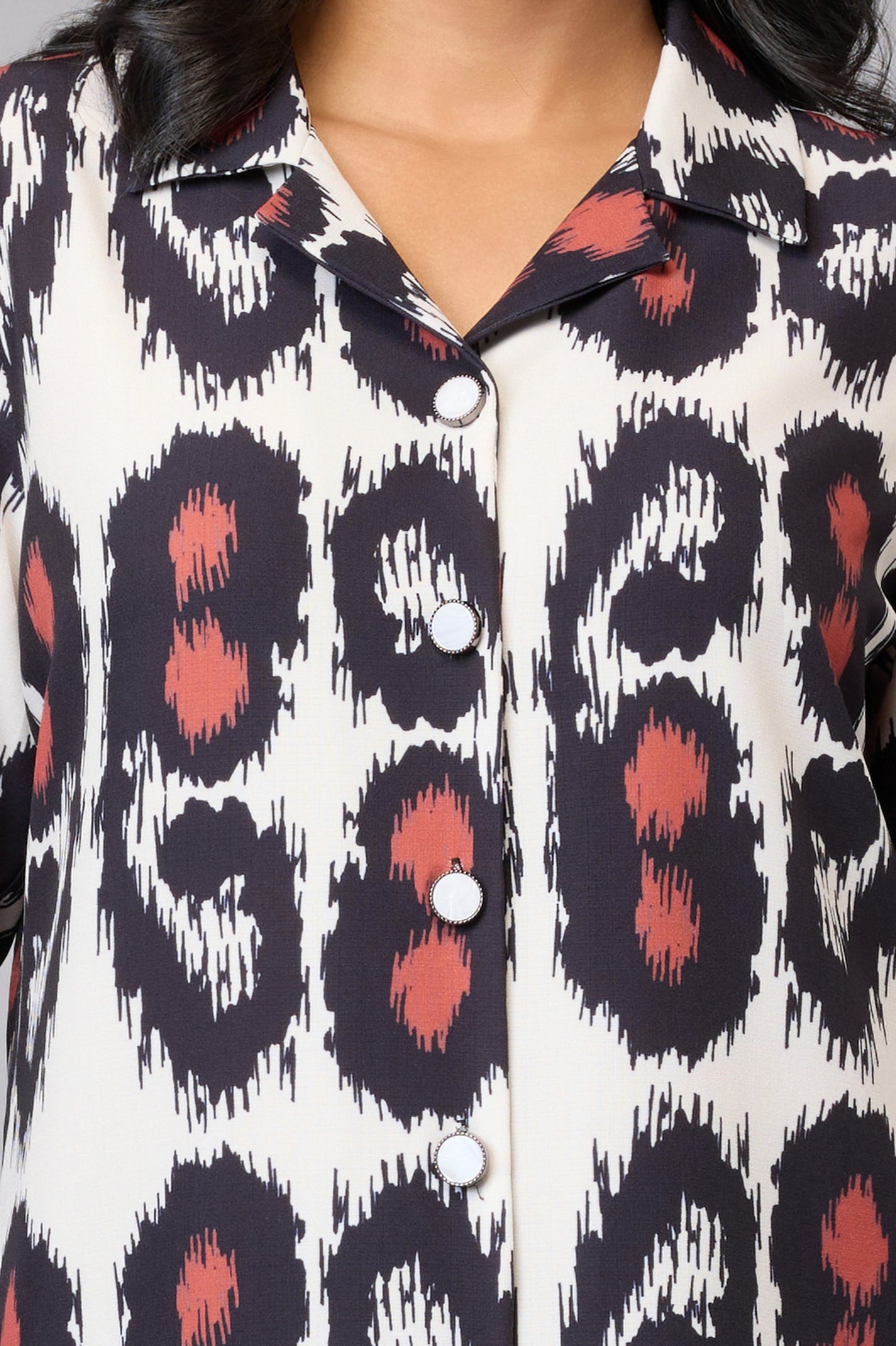 Striking Ikat Shirt Style Top