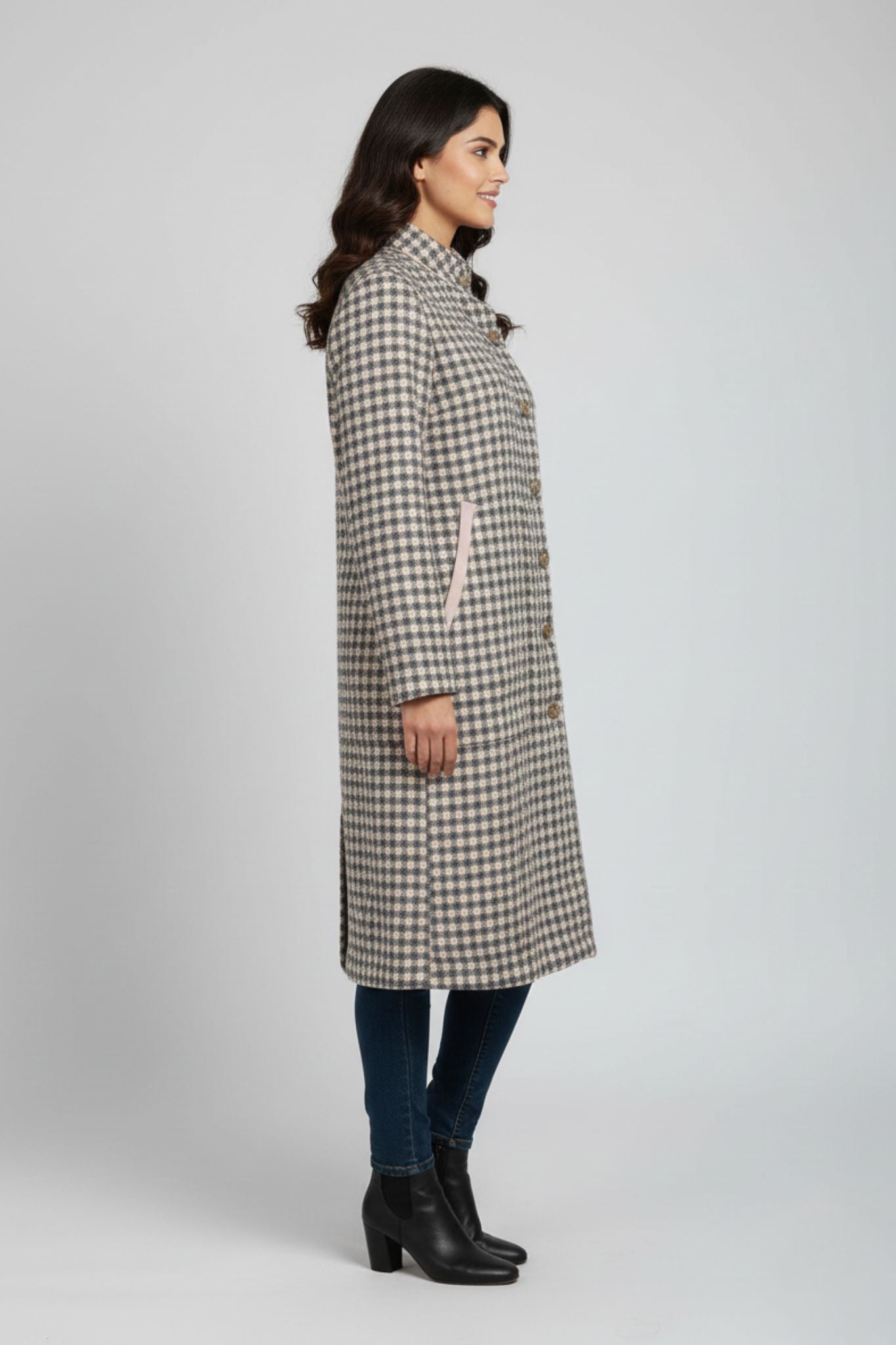 Pink Checked Longline Jacket