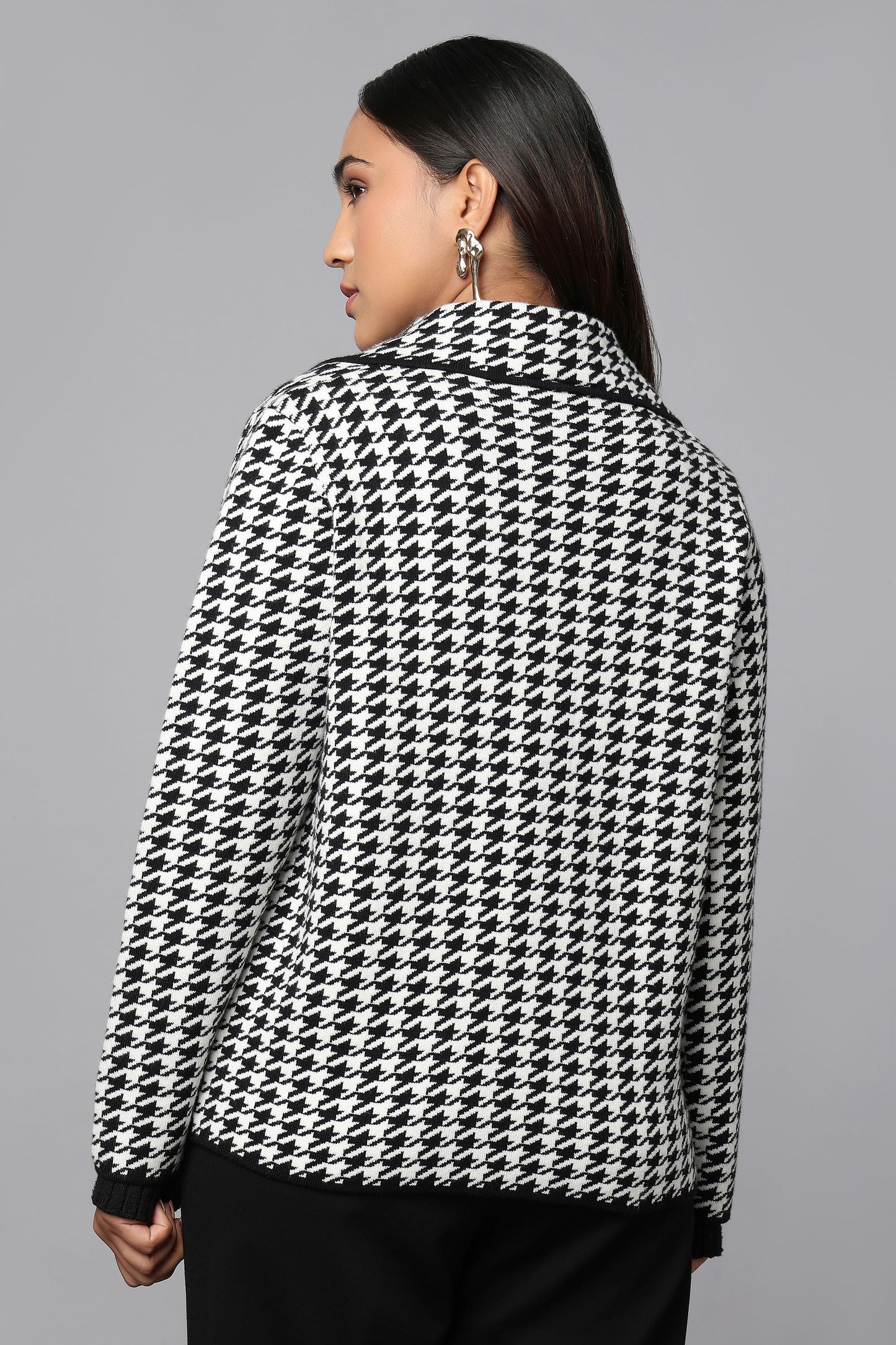 Houndstooth Heritage Black & White Knit Jacket