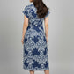 V-neck Printed Midi Dress - Blue | Lyocell Denim