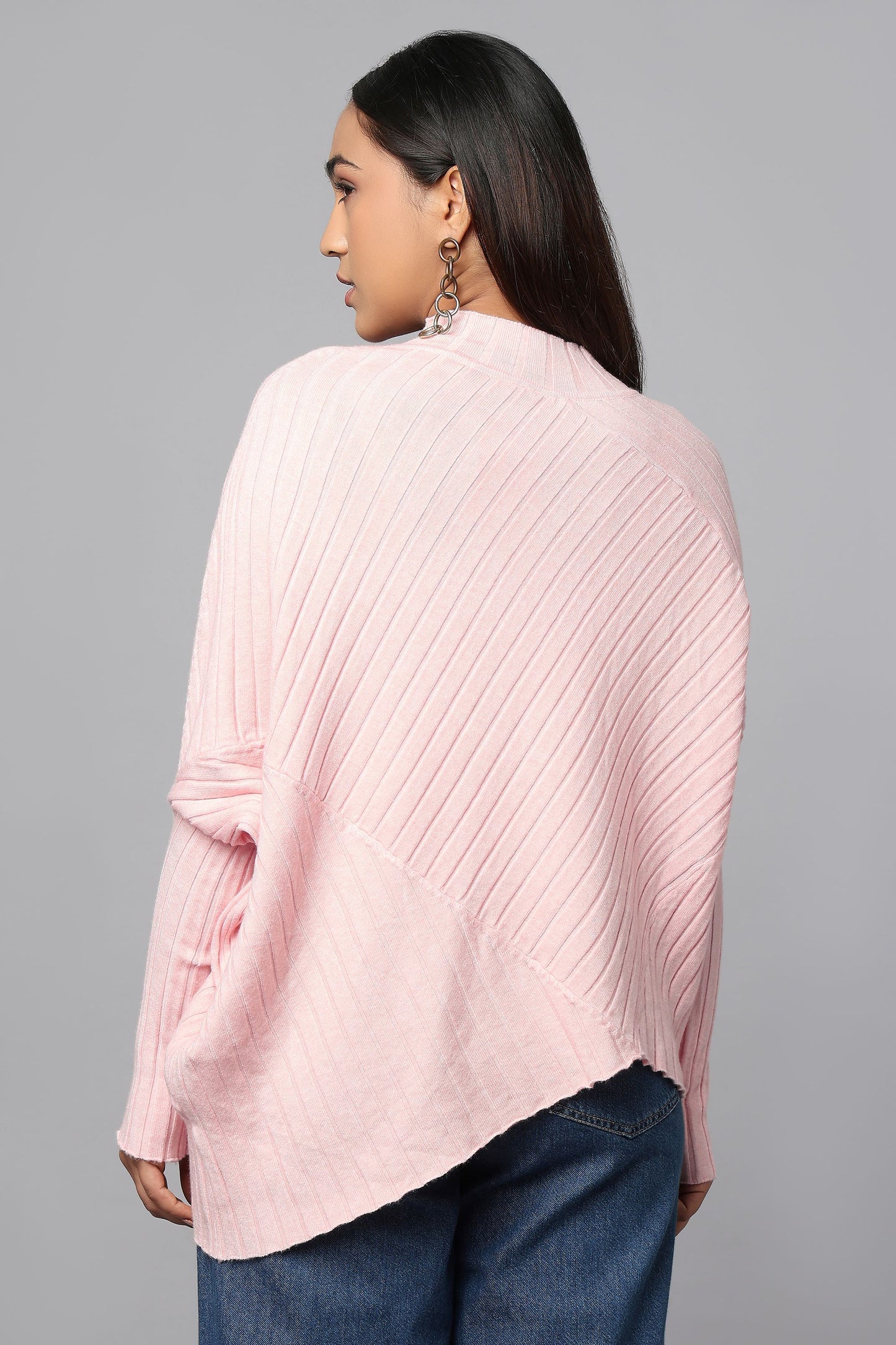 Effortlessly Chic Asymmetrical Sweater - Pink