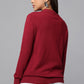 Knit Zip-Front Maroon Sweater with Pocket Detail