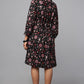 Black Printed Tie-Waist Shirt Dress
