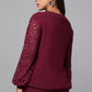 Lace Sleeve Maroon Knit Sweater