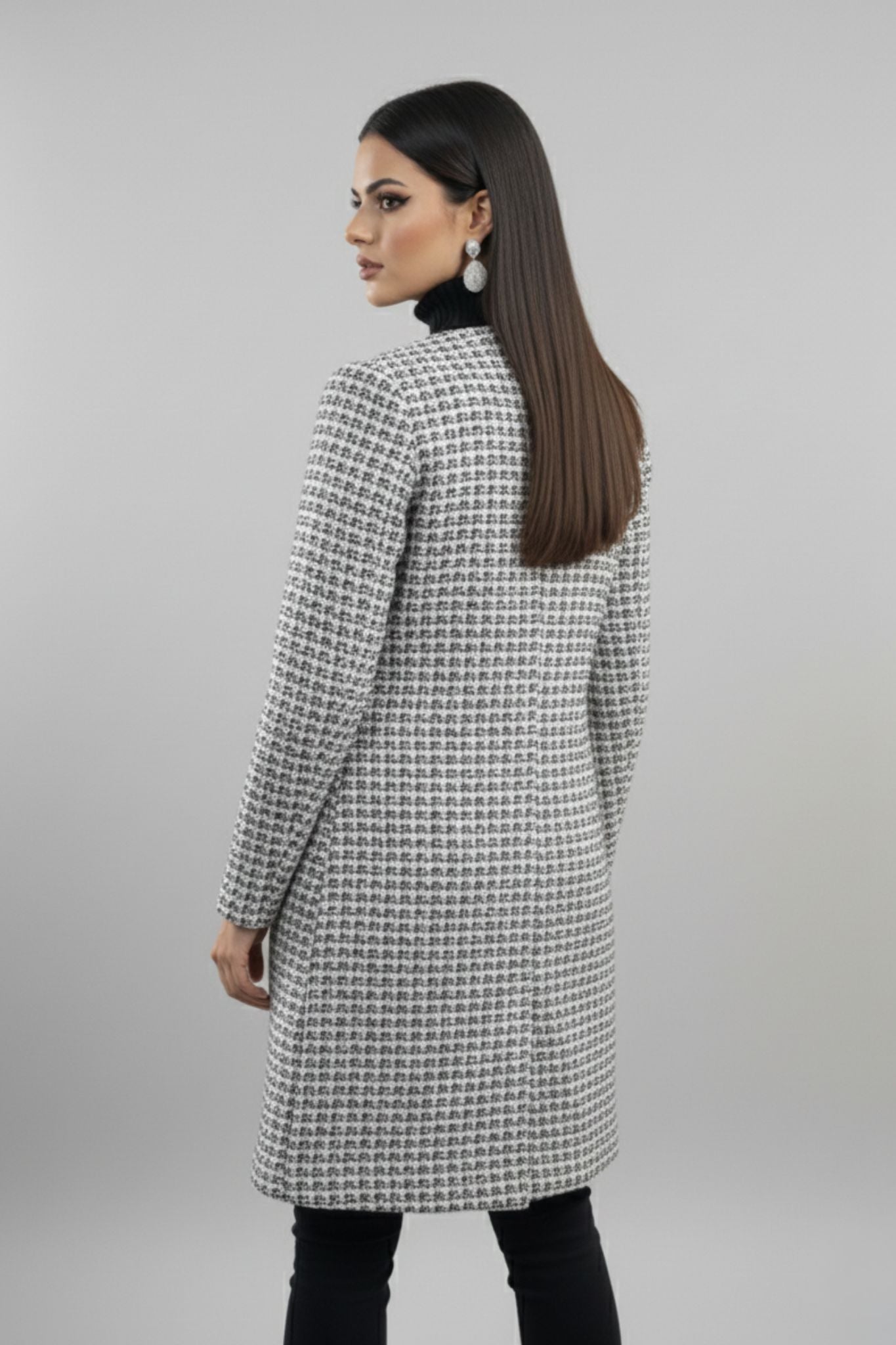White Textured Longline Jacket