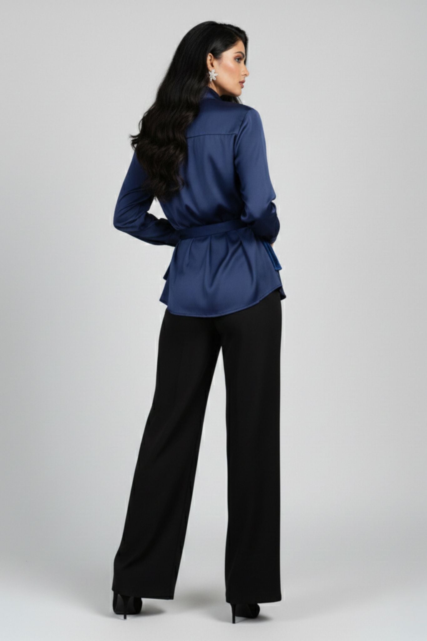 Front Tie-Up Shirt Top - Blue | Velvet