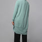 Longline Knit Sweater with Draped Hem - Sage