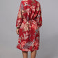 Red Printed Tie-Waist Shirt Dress