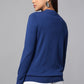 Knit Zip-Front Blue Sweater with Pocket Detail