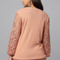 Lace Sleeve Pink Knit Sweater