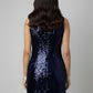 Blue Sequin Bodycon Midi Dress