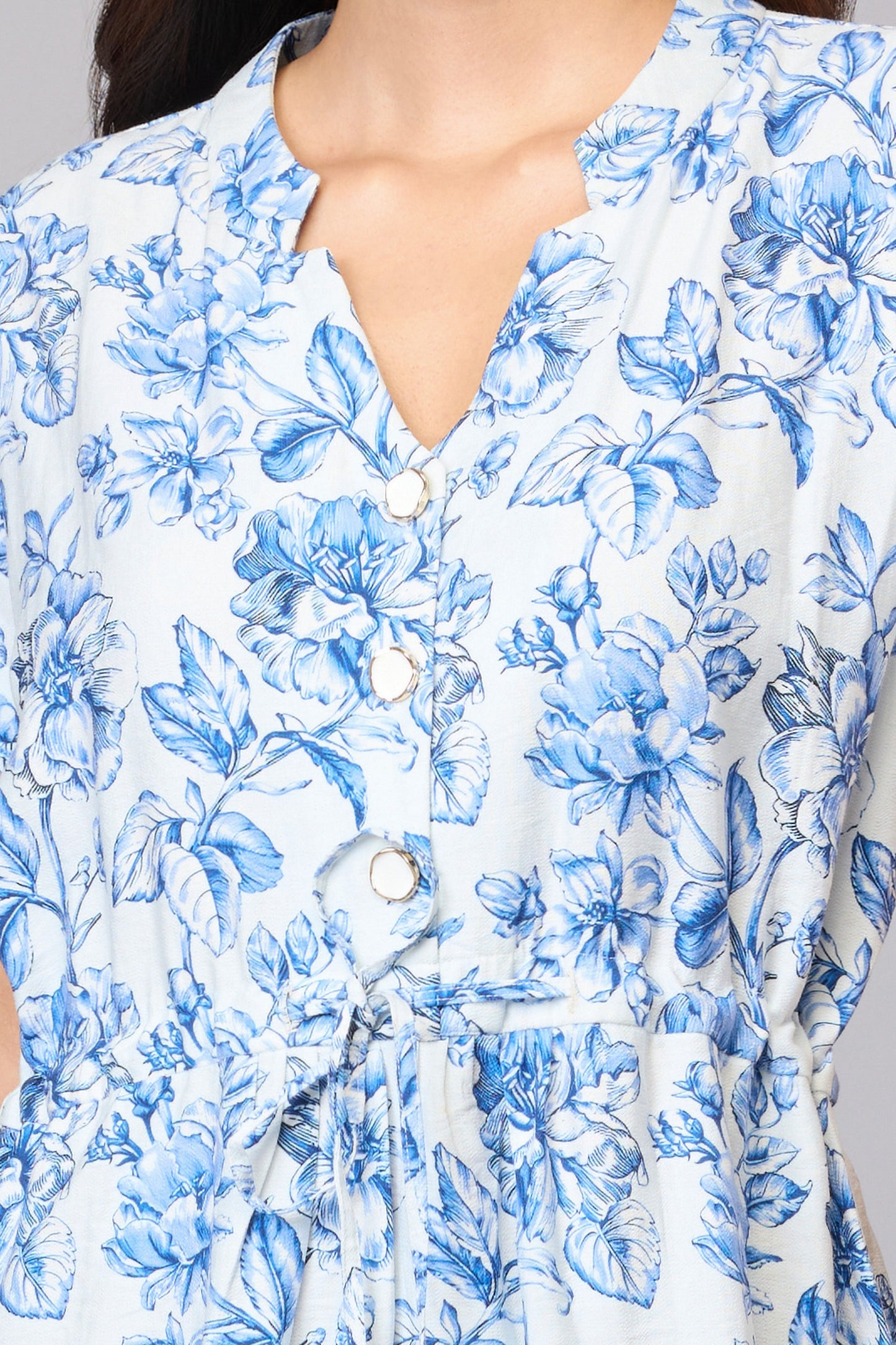 Blue Blossom Drawstring Dress