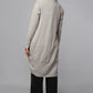 Longline Knit Sweater with Draped Hem - Grey