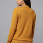 Knit Zip-Front Ocher Sweater with Pocket Detail