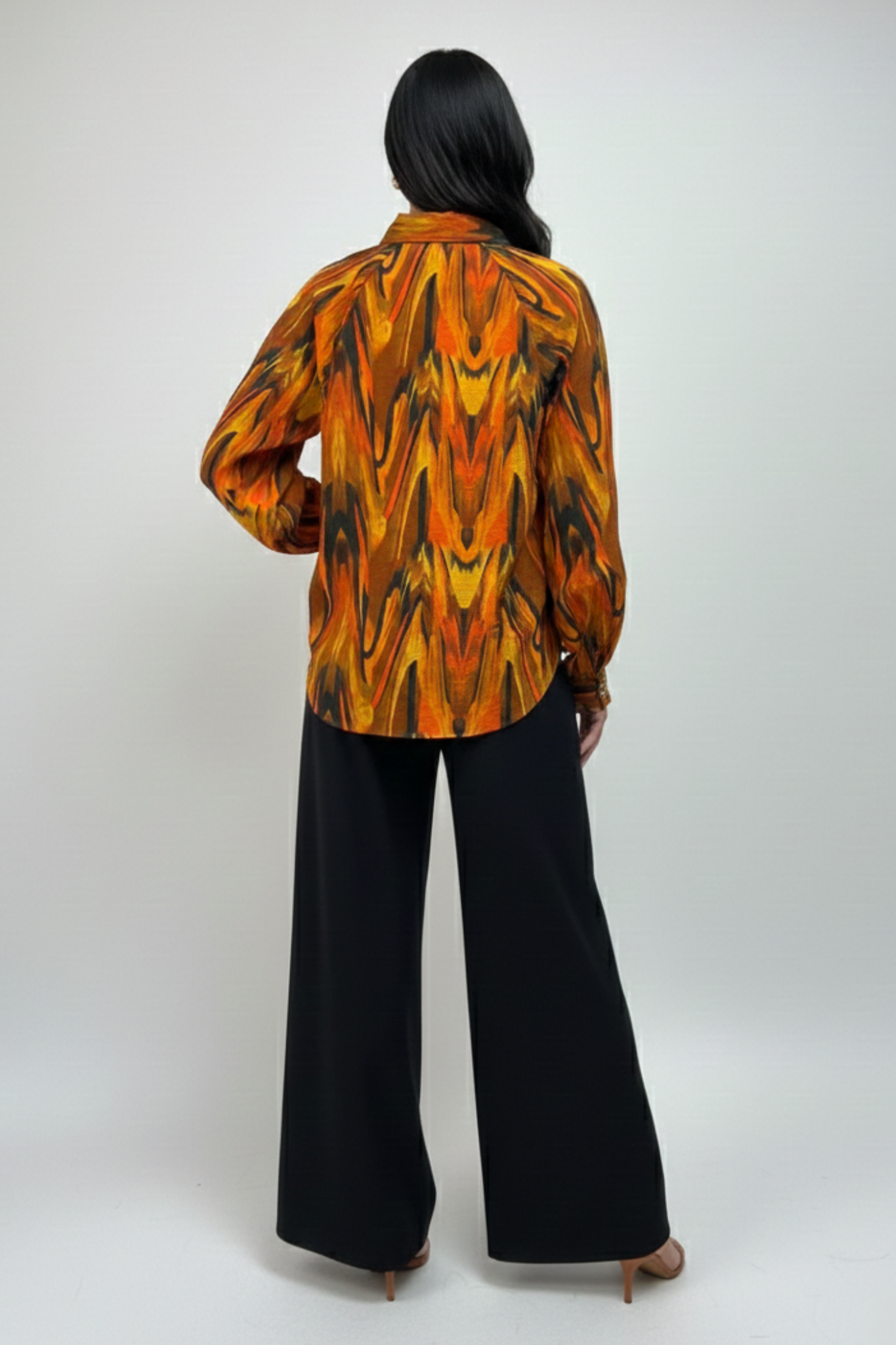 Abstract Printed Collared Top – Multi | Modal