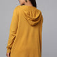 Hooded Embellished Longline Cardigan - Ocher