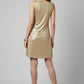 Sleeveless Mini Partywear Dress - Gold | Poly Blend