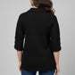 Black Textured Zip-Neck Top
