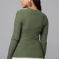 Ribbed Wrap Knit Sweater - Olive