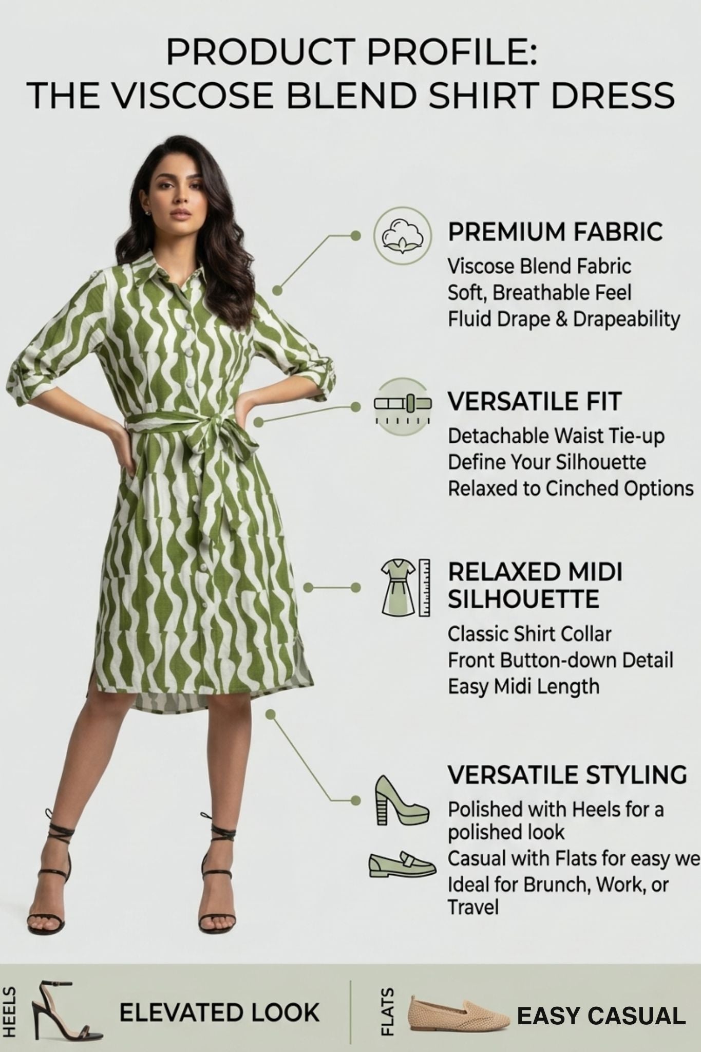 Tie-Up Shirt Dress - Multi | Viscose Blend