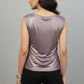 Pink Metallic Draped Top