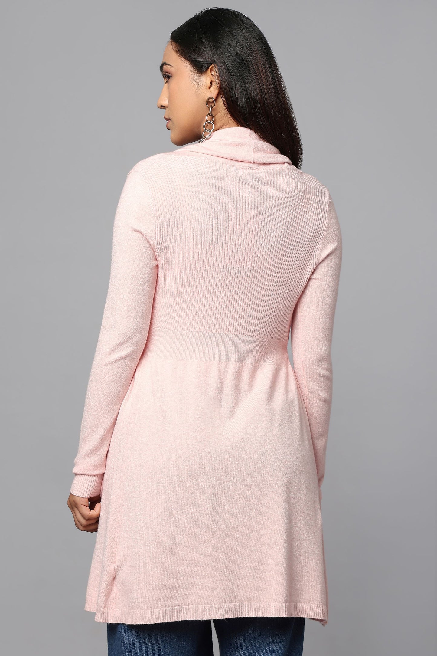 Versatile Belted Knitwear - Pink