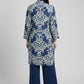 Longline Printed Tunic - Blue | Lyocell Denim