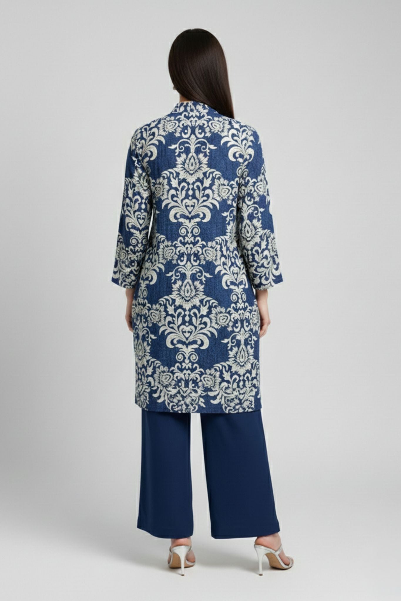 Longline Printed Tunic - Blue | Lyocell Denim
