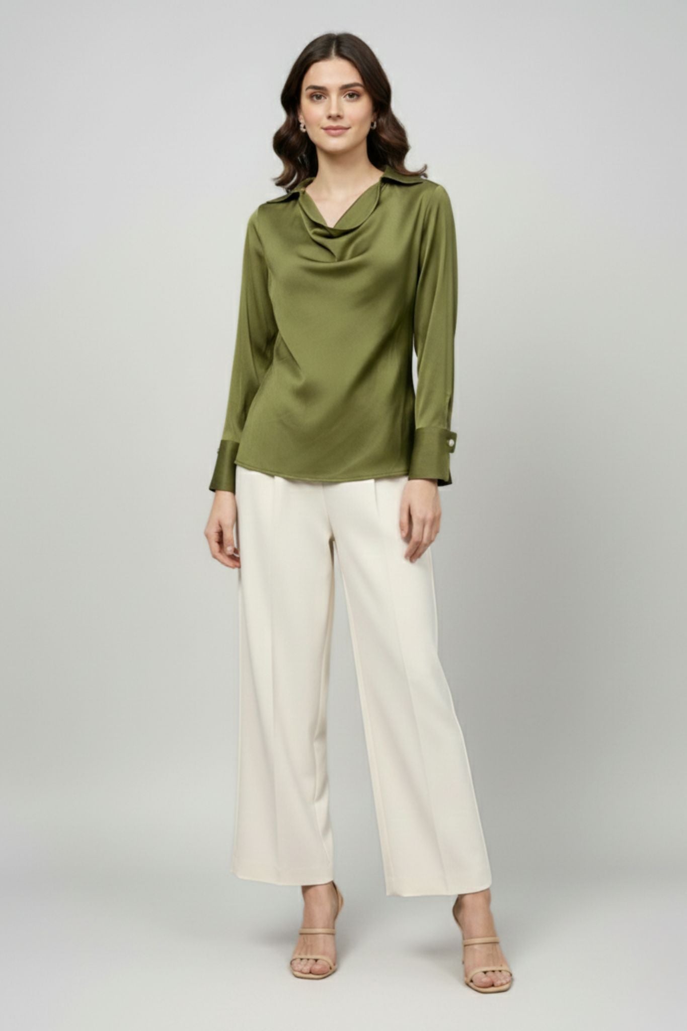 Soft Fall Cowl Top - Olive | Polyester