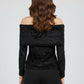 Black Off-Shoulder Velvet Burnout Top