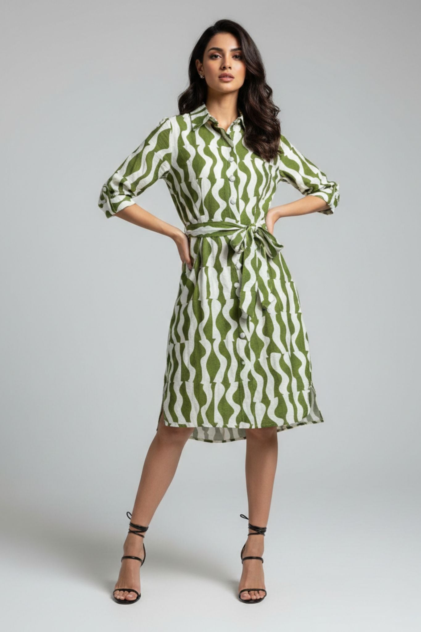 Tie-Up Shirt Dress - Multi | Viscose Blend